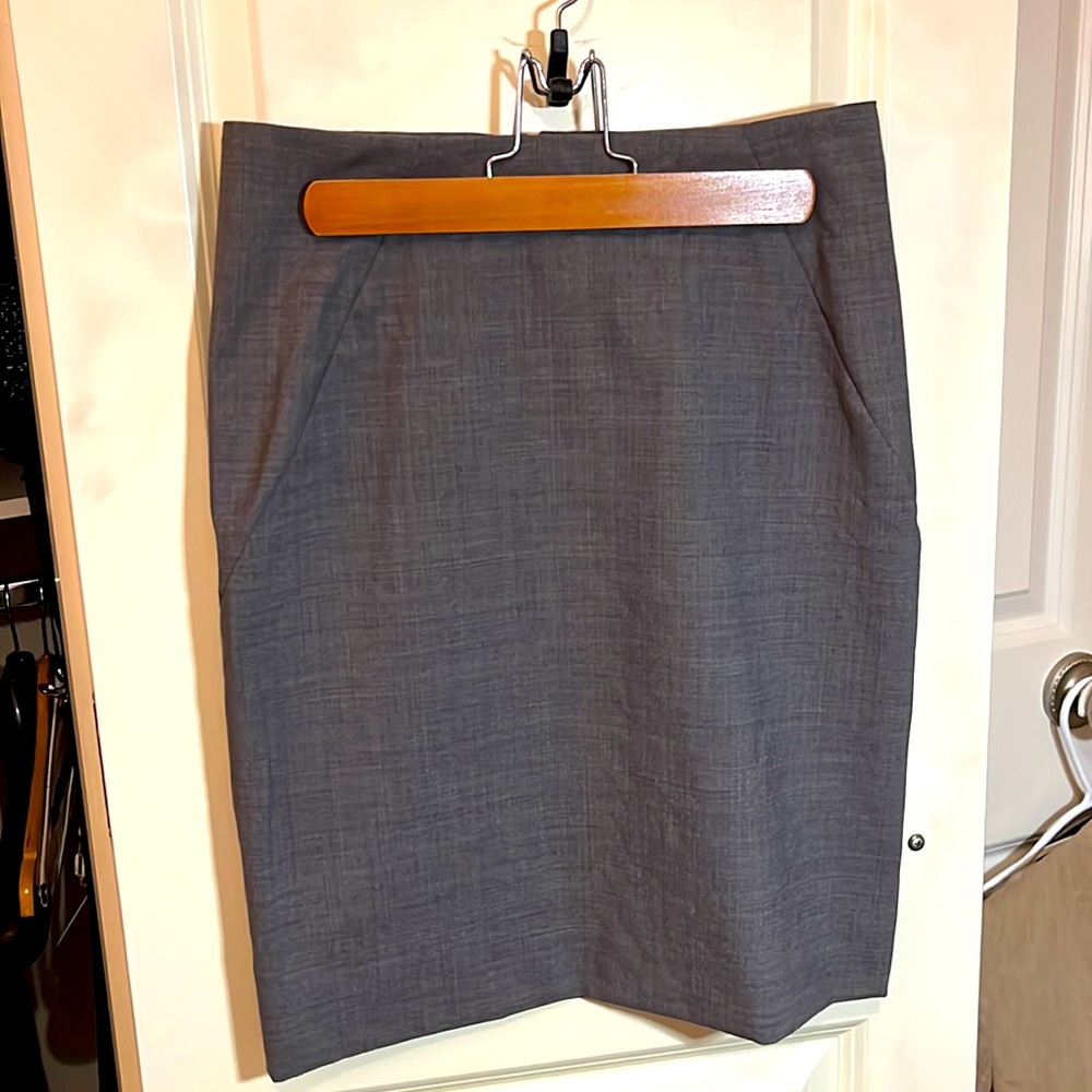 theory pencil skirt grey lightweight wool size 0